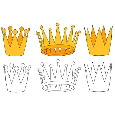 Beyaz arka plan, düz bir tarzda altın taç.