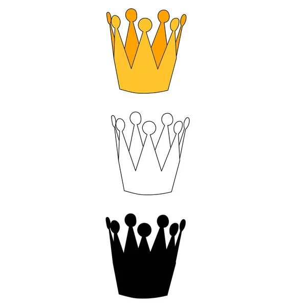 Weißer Hintergrund Goldene Krone Flachen Stil — Stockvektor