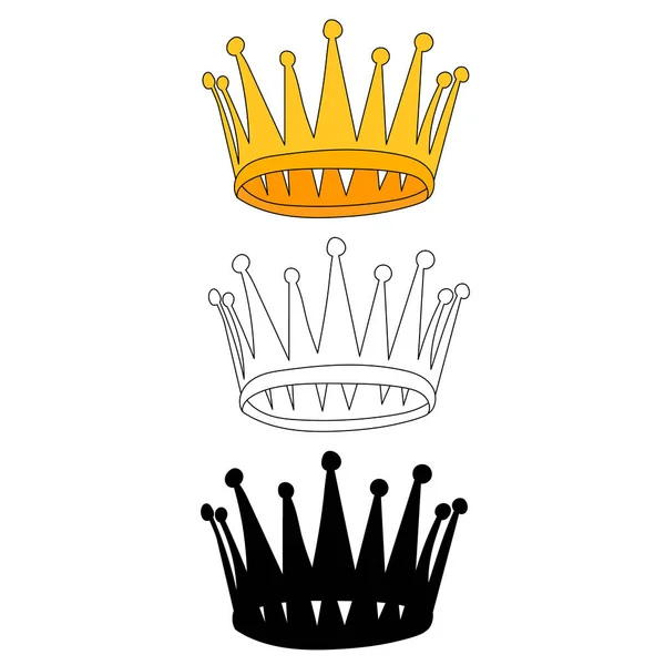 White Background Crown Flat Style — Stock Vector