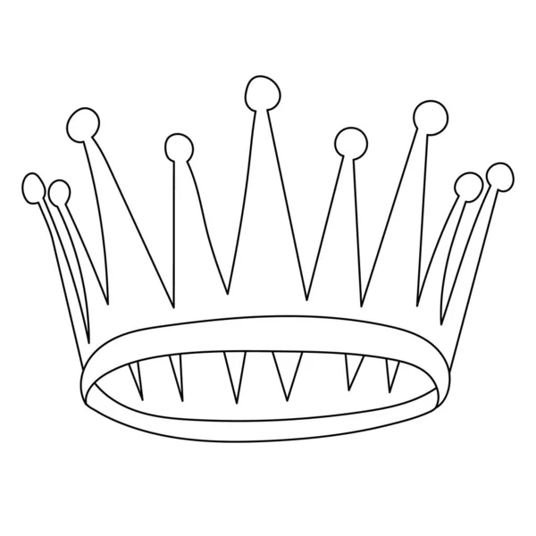 Weißer Hintergrund Krone Symbol Skizzenumriss — Stockvektor