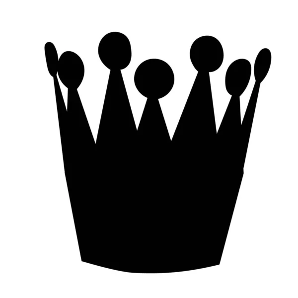 White Background Black Silhouette Crown Isolated — Stock Vector