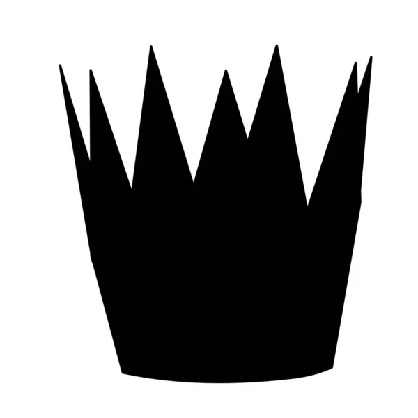 Witte Achtergrond Zwart Silhouet Kroon Geïsoleerd — Stockvector