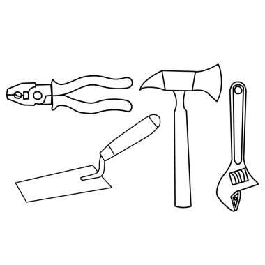 beyaz arkaplan, çizimler için inşaat aracı seti