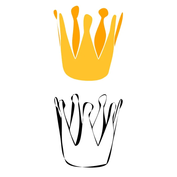 White Background Golden Crown Crown Sketch — Stock Vector