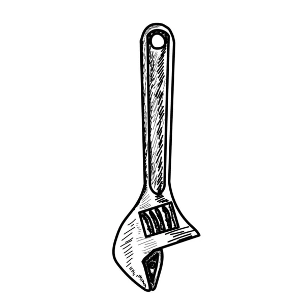 Vektor Auf Weißem Hintergrund Werkzeugschlüssel Skizze — Stockvektor