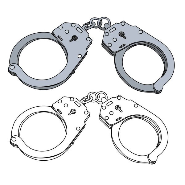 vector, on a white background, gray handcuffs, with a sketch