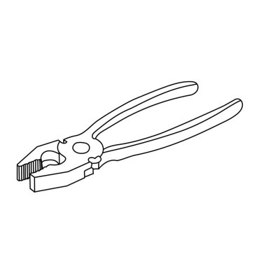 vektör, beyaz arkaplan üzerinde, inşaat aracı pense, kontur