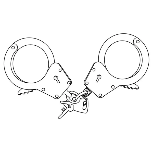 White Background Simple Sketch Handcuffs — Stock Vector