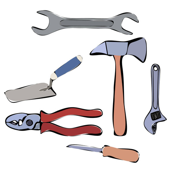vector, on a white background, construction tool set