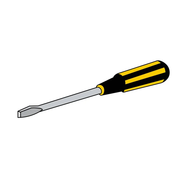 Vector White Background Construction Tool Screwdriver — Stock Vector