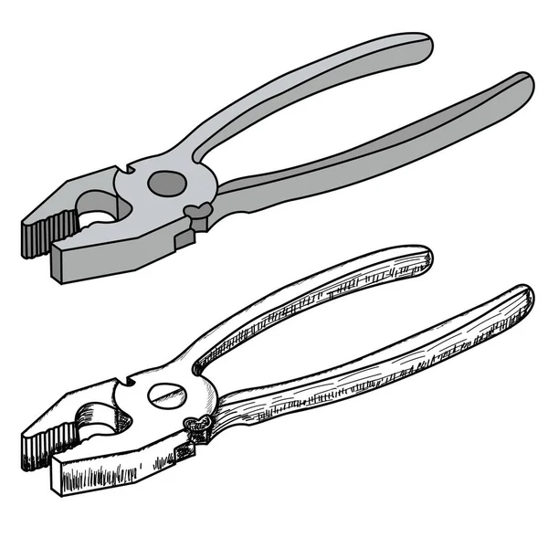 Vector White Background Construction Tool Pliers Nippers Set — Stock Vector