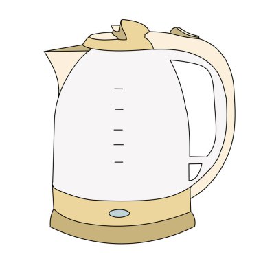 vektör, beyaz zemin üzerinde, elektrikli su ısıtıcısı, beyaz