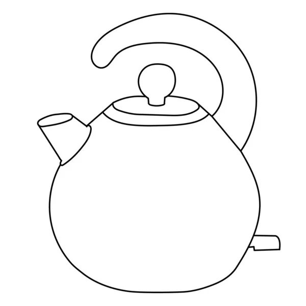 Vector White Background Sketch Outline Teapot Handle — Stock Vector