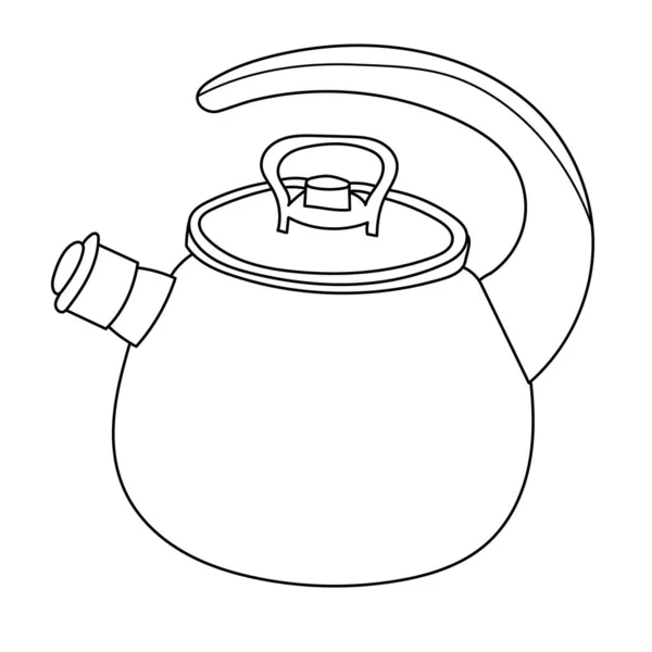 Белый Фон Эскиз Чайник Ручкой Плиты — стоковый вектор