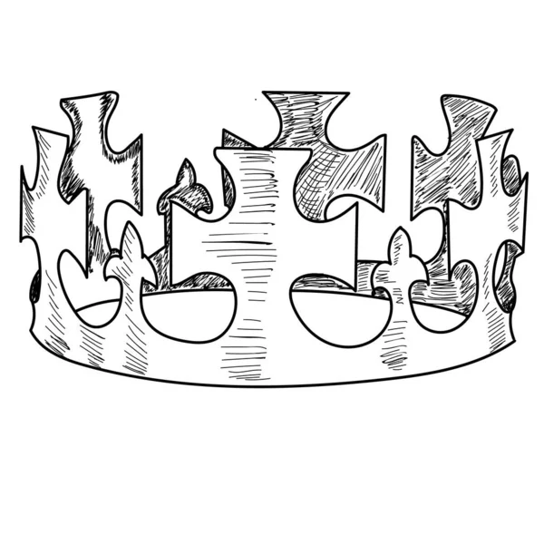 Corona Boceto Con Líneas Icono — Vector de stock