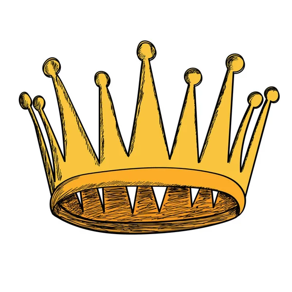 Vektor Auf Weißem Hintergrund Goldene Krone Symbol Linien — Stockvektor