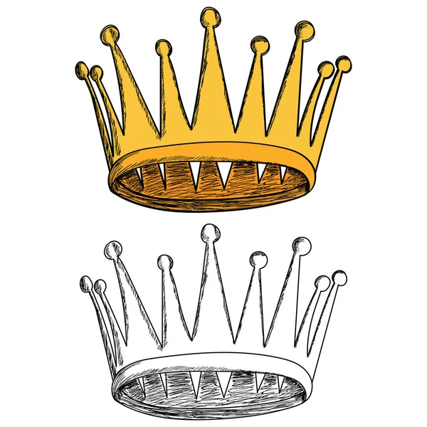 Золотая Корона Эскизом — стоковый вектор