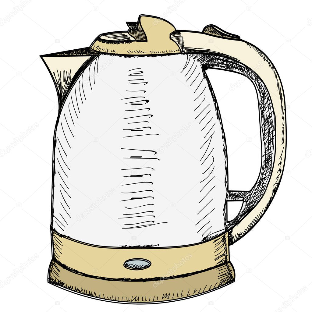 white background electric kettle, lines