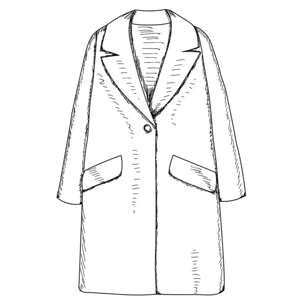 Vektor Auf Weißem Hintergrund Linienskizze Mode Frauen Mantel — Stockvektor