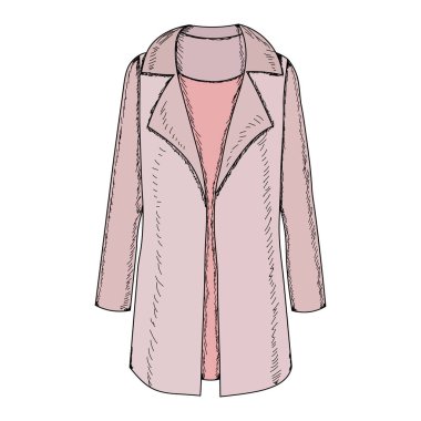 Beyaz arka plan. Bayan modaya uygun palto, sonbahar