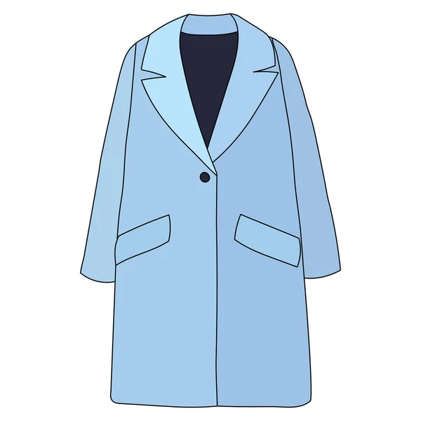 White Background Outerwear Coat Raincoat Blue — Stock Vector