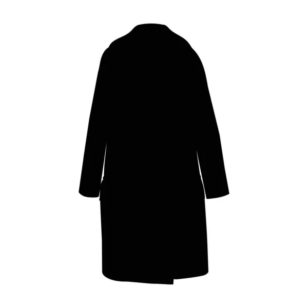 Вектор Изолированный Черный Силуэт Иконка Женского Пальто — стоковый вектор