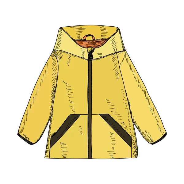 Vector Isolated Yellow Sketch Women Fashion Jacket — Stock Vector