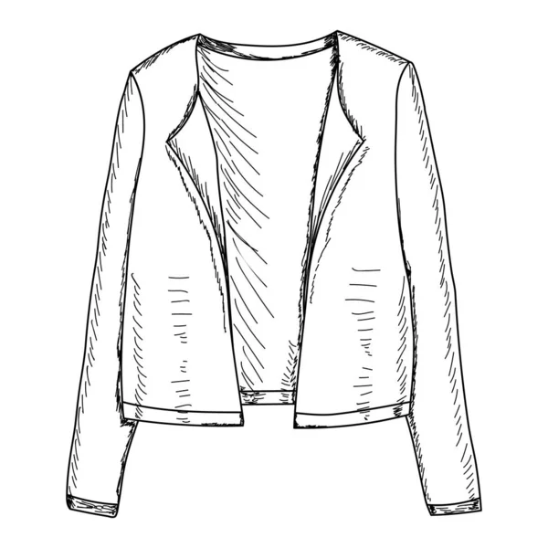 Vector White Background Sketch Tench Female Jacket — Stock Vector