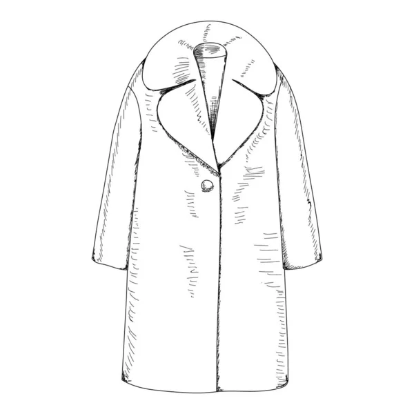White Background Line Sketch Fashion Women Coat — Stock Vector