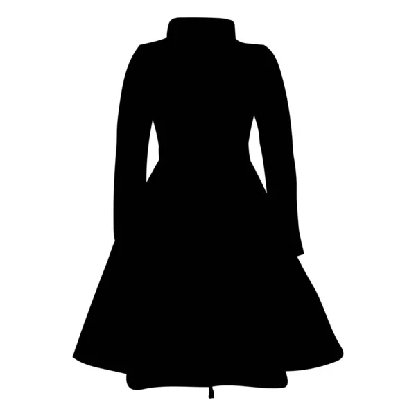 Μαύρη Σιλουέτα Γυναικείο Παλτό Εικονίδιο — Διανυσματικό Αρχείο