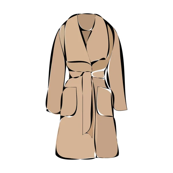 Croquis Marron Manteau Femme Mode — Image vectorielle