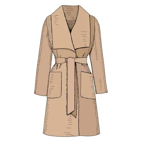 Женское Модное Пальто Осень Коричневый — стоковый вектор