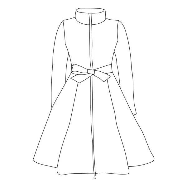 Manteau Extérieur Mode Croquis Féminin Contour — Image vectorielle