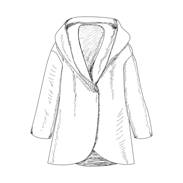 Croquis Linéaire Manteau Féminin — Image vectorielle