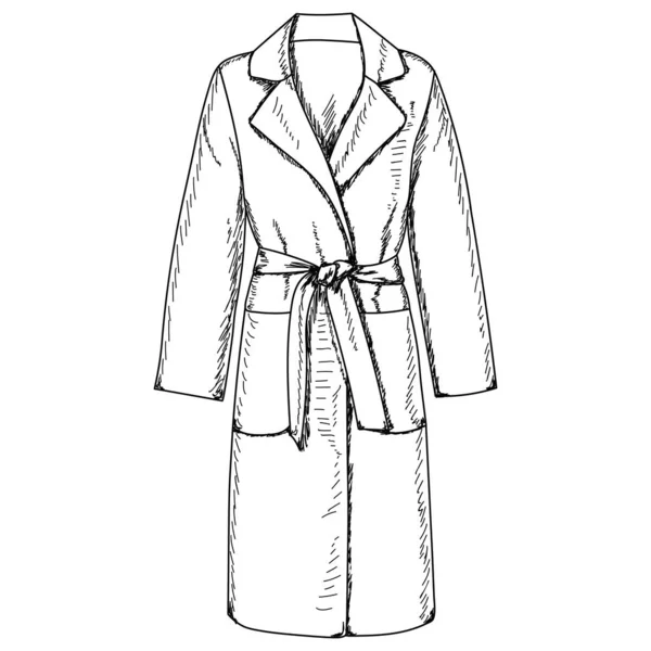 Διάνυσμα Λευκό Φόντο Σκίτσο Linis Γυναικείο Παλτό Αδιάβροχο — Διανυσματικό Αρχείο