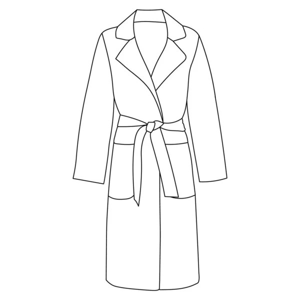 白い背景 ファッショナブルなアウターコート女性のスケッチ — ストックベクタ