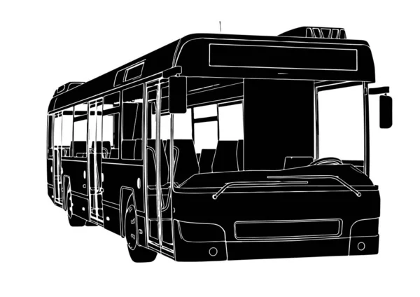 Silueta Autobús Urbano Vector — Vector de stock