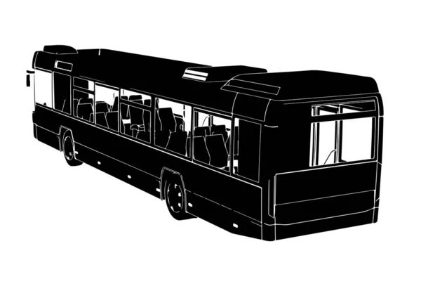 Silueta Autobús Urbano Vector — Vector de stock