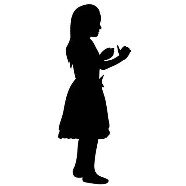 Απομονωμένη Σιλουέτα Παιδιών Κοριτσάκι Στέκεται Όρθιο — Διανυσματικό Αρχείο