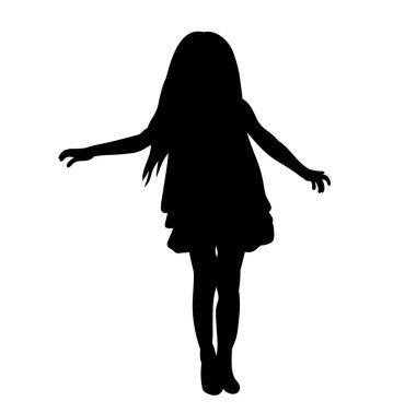 Beyaz arka planda siluet küçük kız