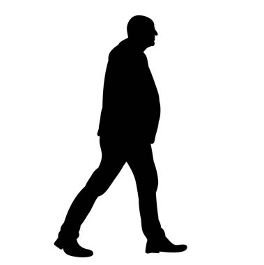 vektör, izole edilmiş siluet adam beyaz arka planda yürüyor