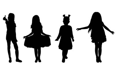 Beyaz arkaplanda izole edilmiş çocuk silueti