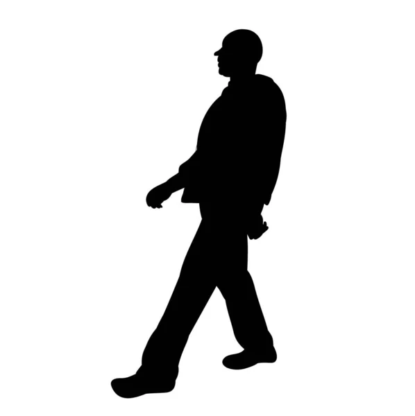 Silhouette Homme Marche Sur Fond Blanc — Image vectorielle