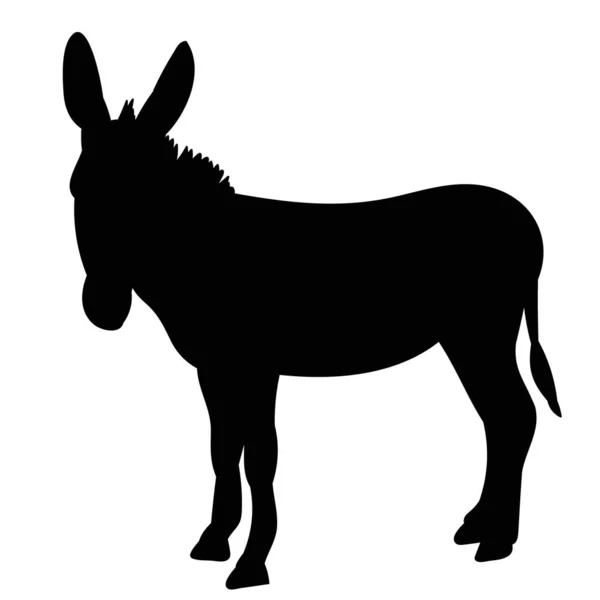 Vector Isolated Black Silhouette Donkey Worth — Stock Vector