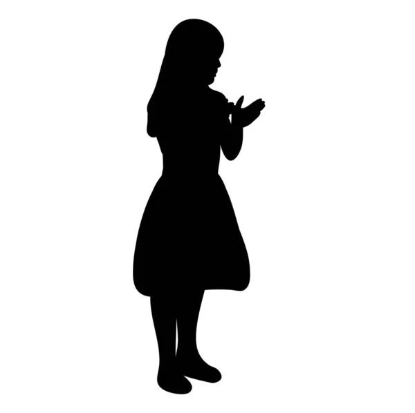 Une Silhouette Fond Blanc Petite Fille — Image vectorielle