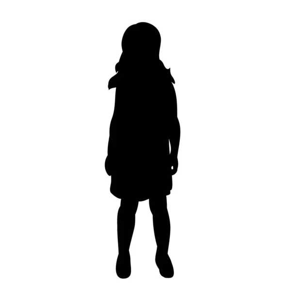 Vector Isolated Silhouette Little Girl White Background — Stock Vector