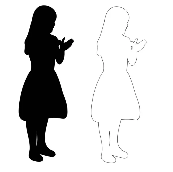 Silhouette Κοριτσάκι Διάνυσμα — Διανυσματικό Αρχείο