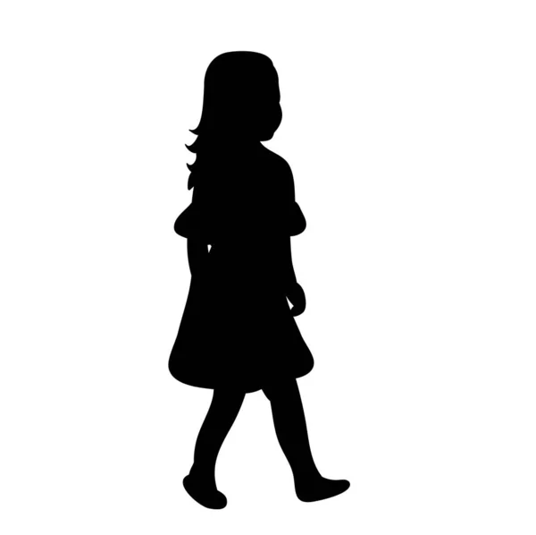 Silhouette Von Kindern Kleines Mädchen Steht — Stockvektor