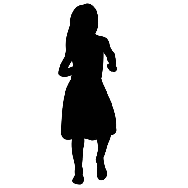 Isolé Sur Fond Blanc Silhouette Petite Fille Est Debout — Image vectorielle