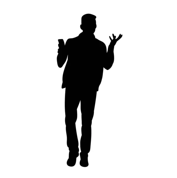 Isolated Silhouette Guy Phone — Stock Vector